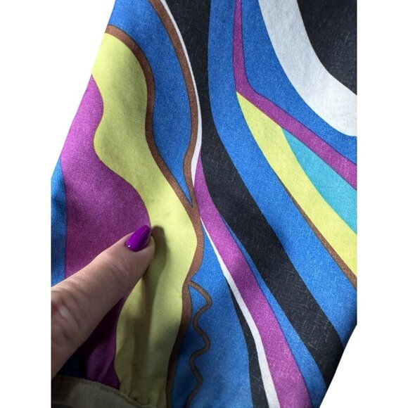 Athleta Womens Sz S Purple Blue Yellow Swirl Zip Hooded Fleece Lined Jacket - Picture 10 of 15